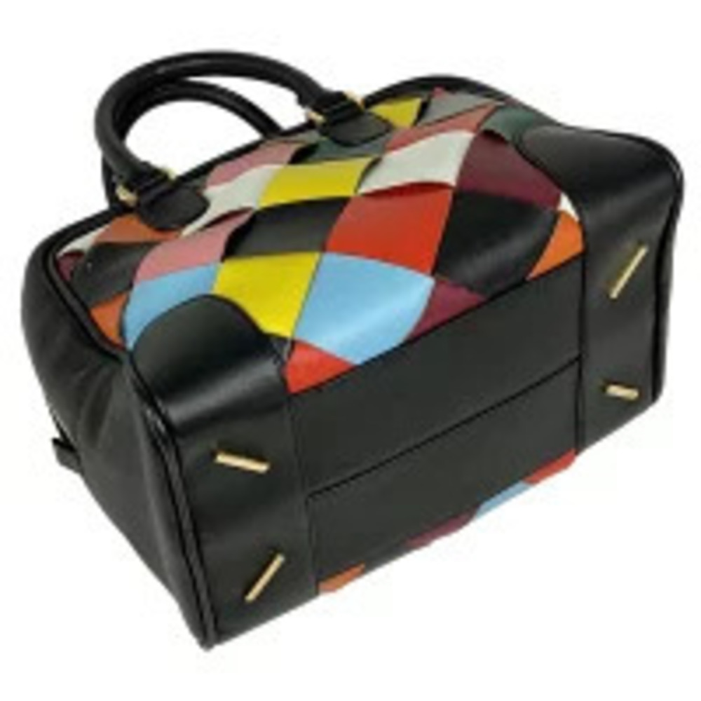 Loewe Anagram Handbag Boston Woven Leather Black Multicolor - Picture 2 of 7